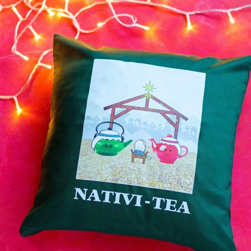 Funny Nativi-tea Christmas Cushion