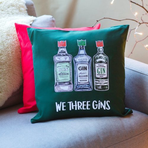 We Three Gins Christmas Cushion