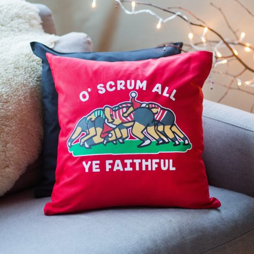 Funny Rugby Christmas Cushion