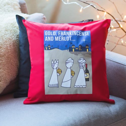 Funny Wine Christmas Cushion
