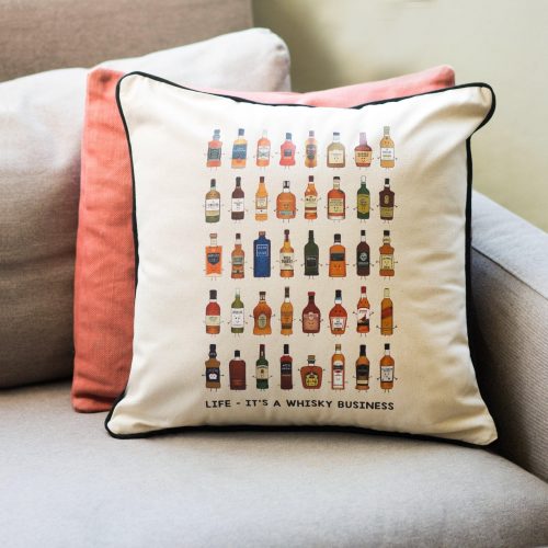 Illustrated Whisky Cushion